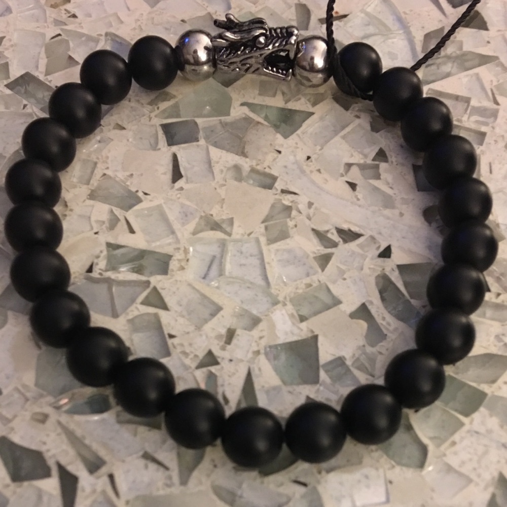 ❌SOLD❌ 🐲Onyx Bead & Stainless Steel Bracelet🐲